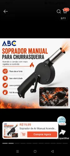 Soprador para churrasqueira 