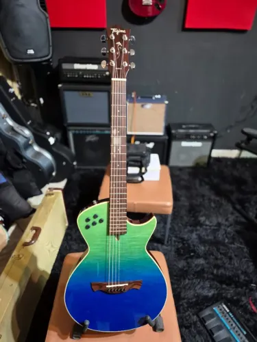 Violão Tagima Modena Flat Solido Cordas Aço Elétrico Transparent Blue