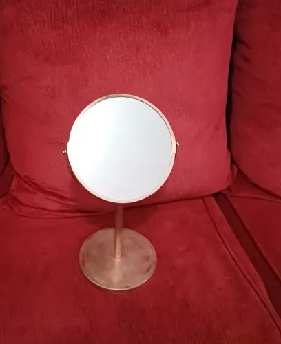 Espelho de mesa articulável todo em metal antigo
