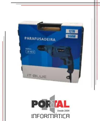 PARAFUSADEIRA ELETRICA 28 PEÇAS 550W 127V MALETA IT-BLUE LE-1914 AZUL