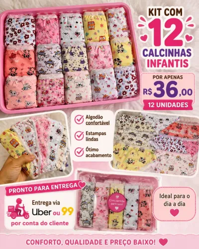 Calcinhas infantil, tamanho P e M