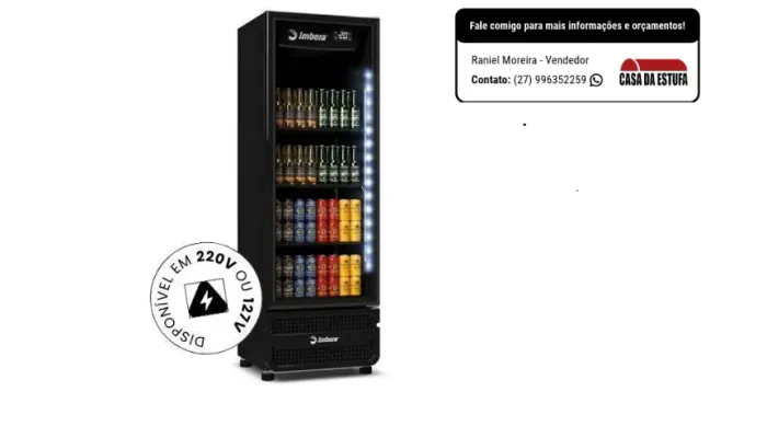 Cervejeira 569L Porta de Vidro CCV355 Frost Free Full Black - Imbera