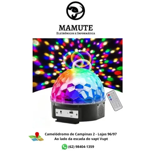 Globo De Luz Led Giratorio Festa Balada Bluetooth Mp3 Usb