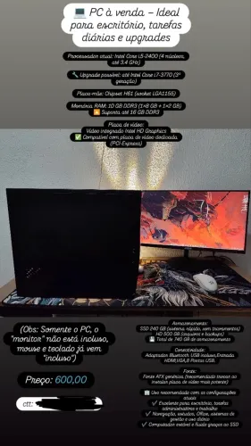 PC COM I5-2400 + 12GB RAM COM SDD 240GB + HDD 500GB