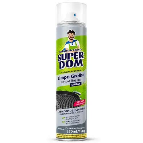 Kit 5 Unid Limpa Grelha Super Dom Spray Limpador de Uso Geral 250ml 150gr