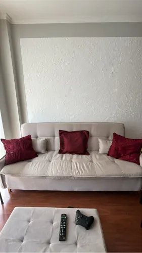 Sofá-Cama 3 Lugares em Linho Bege | 2 m | Apenas 6 Meses de Uso