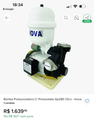 Bomba pressurizadora com pressostato GP-280