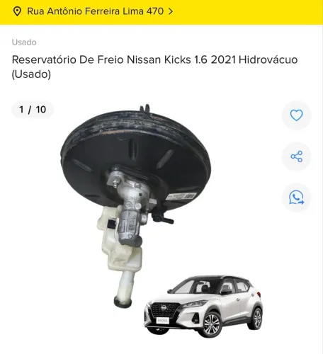 HIDROVACUO NISSAN KICKS 1.6 