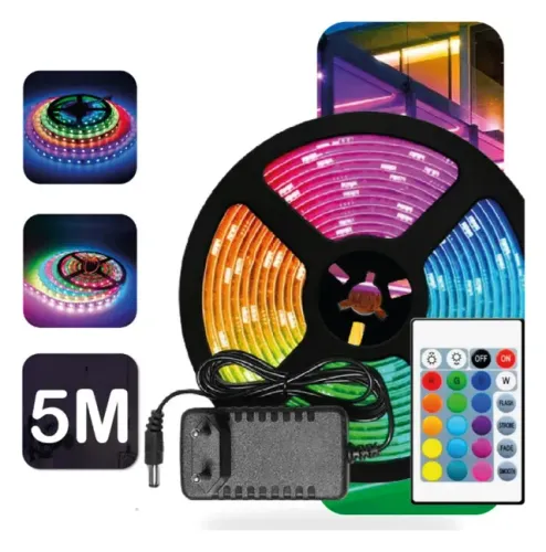 Fita Led Rgb 5050 5M 16 Cores Controle + Fonte 12v