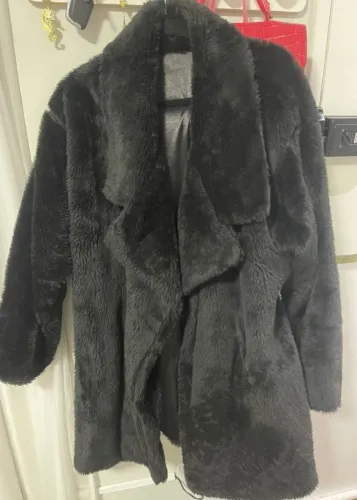 casaco sobretudo teddy peluciado plus size preto