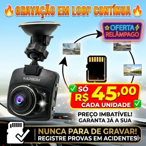 Câmera Veicular Kapbom KA-6342 - Full HD c/ Visão Noturna (Nova)