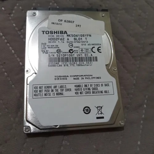 HD 500GB Toshiba - 2.5 - Alerta