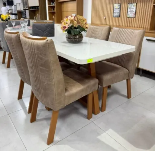 Mesa de Jantar Lucca com 4 Cadeiras Novita 120x80cm - Capital Atacadista