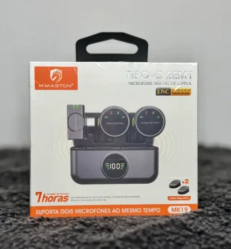 Microfone de Lapela 2 em 1 Tipo-C H´maston (MK19)