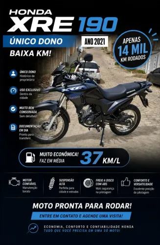 XRE 190 2021 / ÚNICO DONO / 14 mil km