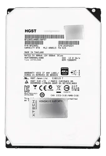 Hd Hgst Ultrastar He8 8tb Sas 12gb/s 7200rpm 3.5 Servidor (Recondicionado)