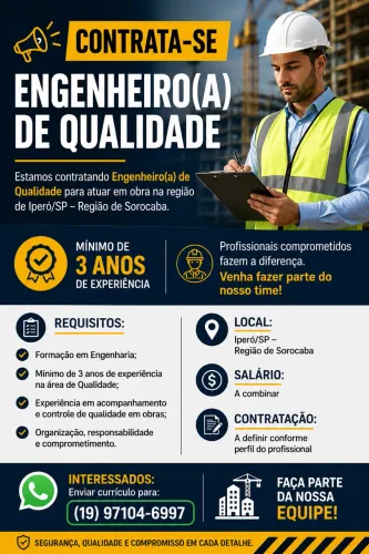 VAGA: ENGENHEIRO(A) DE QUALIDADE