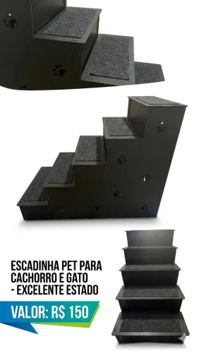 Escadinha Pet em MDF com Antiderrapante - Ideal para Cães e Gatos