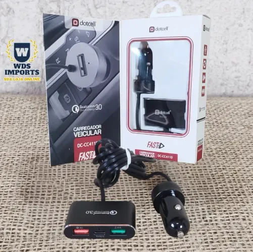 Carregador Veicular 3 Usb + 1 Tipo C - Dotcell