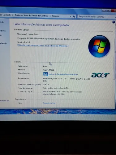 Notebook Acer 14 (2.3 GHz 800 MHz) Intel Pentium T4500 HD 250 GB