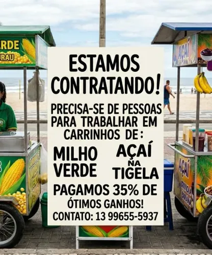 Precisamos de pessoas dispostas a trabalhar na praia