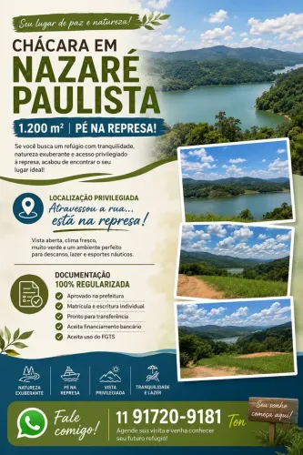 1.200 m² em Nazaré Paulista, pertinho da represa tranquilidade, natureza e qualidade de v