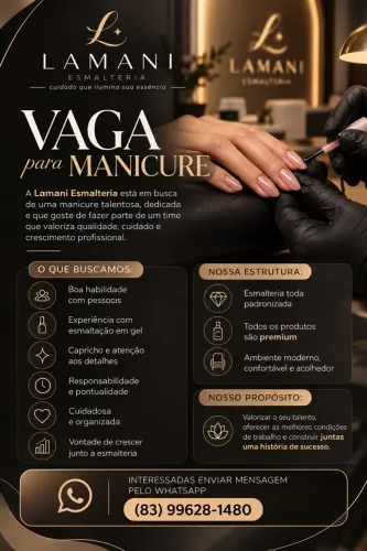 Vaga de manicure / nail designer 