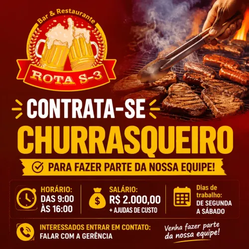 ? CONTRATA-SE CHURRASQUEIRO! ?