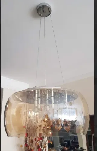 Pendente Cristal Bella Soho Ambar 50cm para 5 Lâmpadas Usado