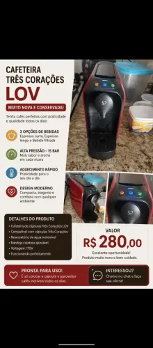 Cafeteira três corações LOV