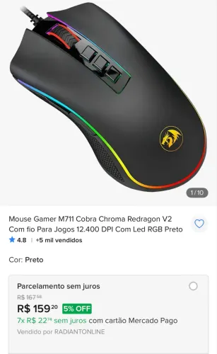 Mouse Gamer Redragon Cobra V2