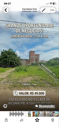Jacumã valor R$49.000 leia descrição