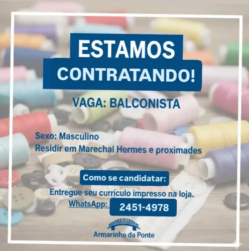 Vaga de balconista do sexo masculino