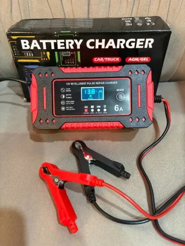 Carregador de Bateria 12V 6A inteligente para Carro, Moto e Caminhão
