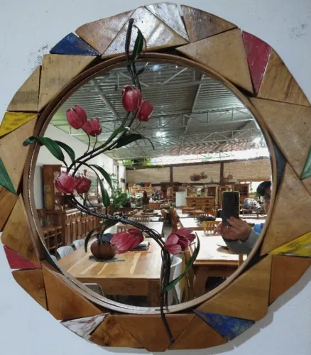 Mandala Rústica com espelho e tulipa