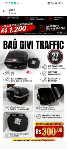 Baú Givi + Base +  (Ótimo Estado!)