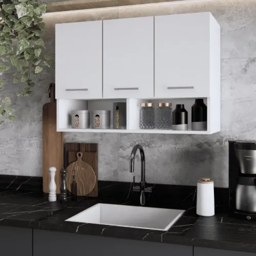 Armário Aéreo Cozinha 3 ou 4 Portas Multiuso Modular com Nicho