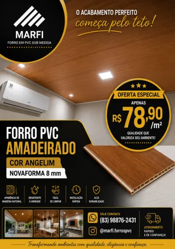 Forro pvc amadeirado novaforma 8mm ANGLIN