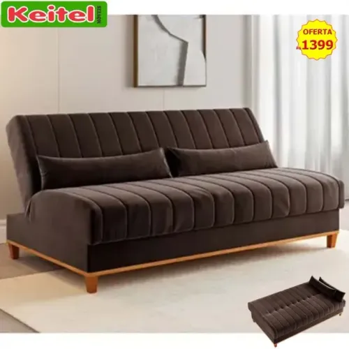 Sofá Cama Duna Tecido Cor Marrom 