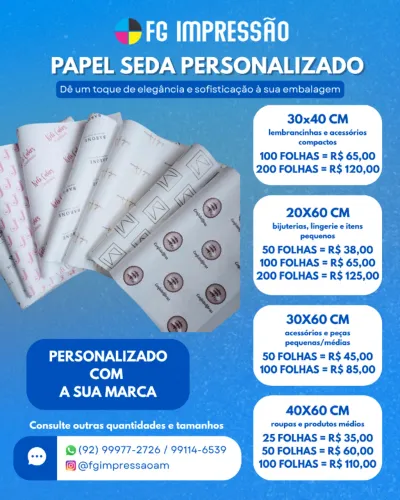 Papel Seda Embrulho Personalizado