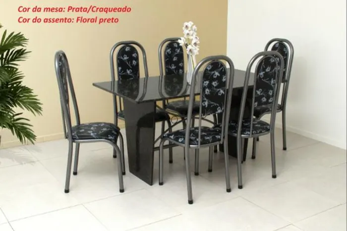 Conjunto Mesa c/ 6 lugares Atlas Com Tampo em Granito! = pronta entrega!!!