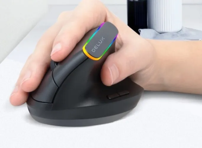 Mouse Vertical Delux Sem Fio Ergonômico, Com 6 botões, Via Usb P/ Pc e Notebook