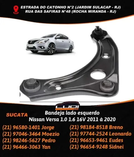 Bandeja lado esquerdo Nissan Versa 1.0 1.6 16V 2011 à 2020