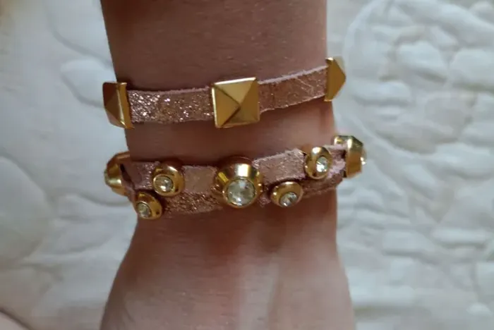 Conjunto de pulseiras rosé e dourado