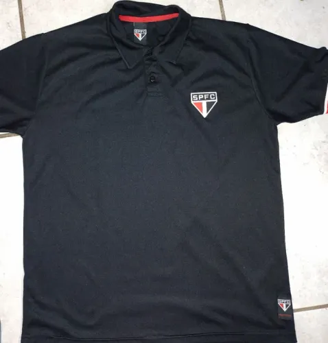 Camiseta Polo SPFC - Preta - Tamanho G