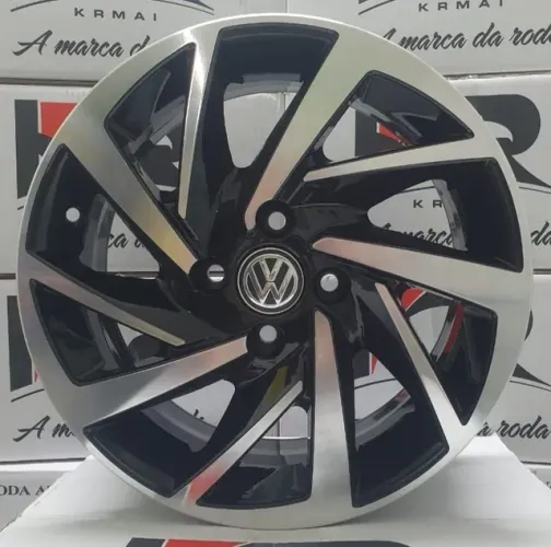 Roda aro 17 Krmai Volkswagen Virtus preta com diamantado jogo novo