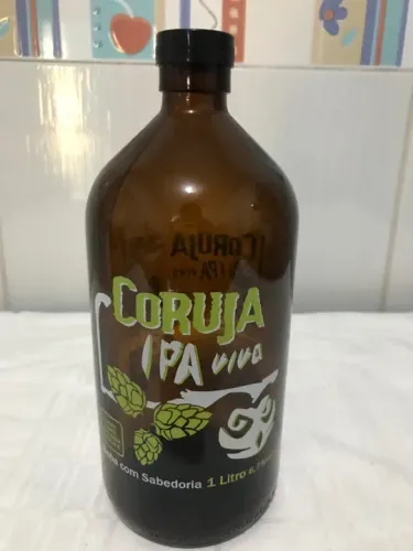 Growler de vidro cerveja coruja IPA viva 1lt