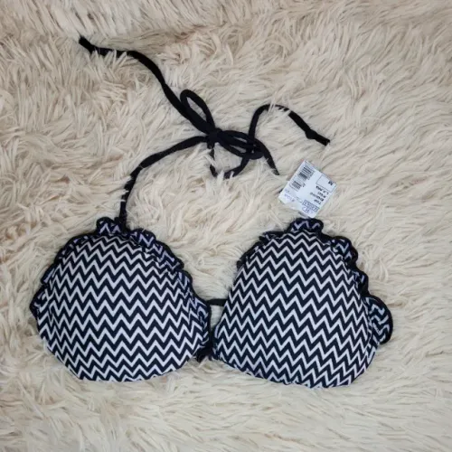 Biquíni cortininha preto e branco - tamanho M