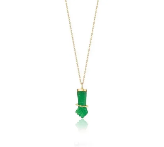 pingente figa com quartzo verde em ouro amarelo 18k