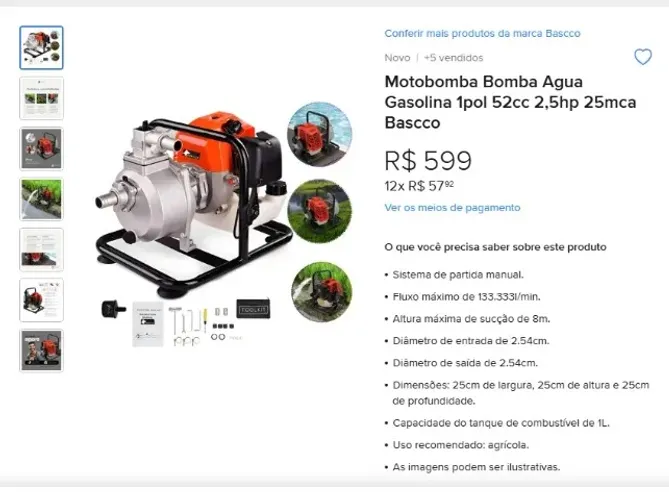 MOTOBOMBA BASCCO 1"